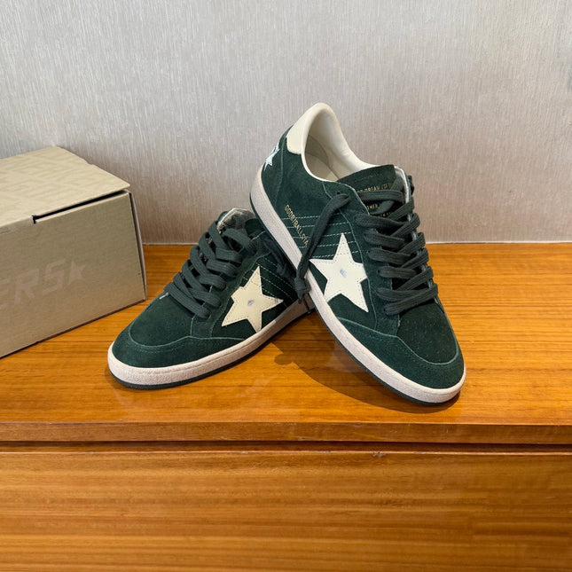BALL STAR SNEAKERS WITH WHITE CALFSKIN STAR TIMBER GREEN SUEDE UPPER