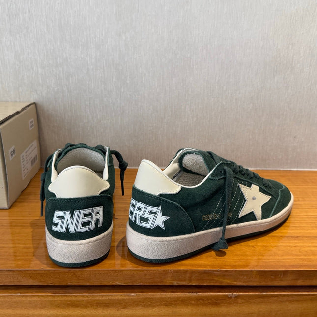BALL STAR SNEAKERS WITH WHITE CALFSKIN STAR TIMBER GREEN SUEDE UPPER