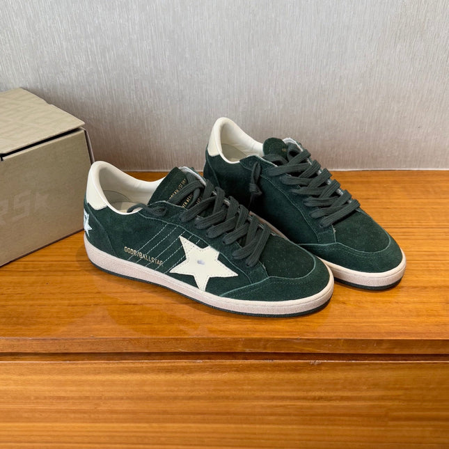 BALL STAR SNEAKERS WITH WHITE CALFSKIN STAR TIMBER GREEN SUEDE UPPER