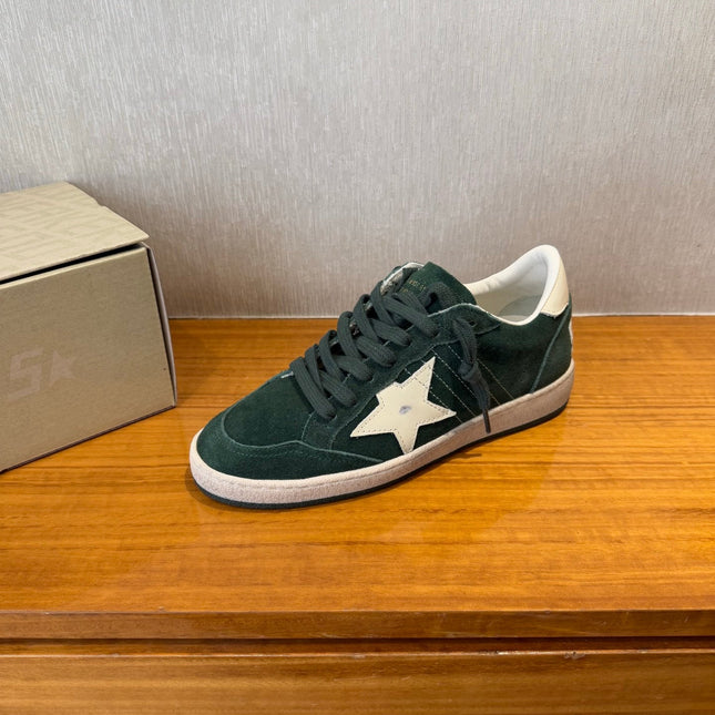 BALL STAR SNEAKERS WITH WHITE CALFSKIN STAR TIMBER GREEN SUEDE UPPER