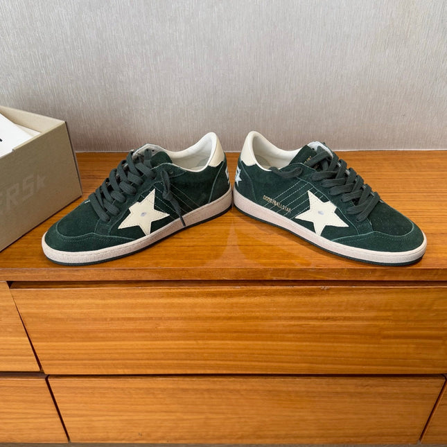 BALL STAR SNEAKERS WITH WHITE CALFSKIN STAR TIMBER GREEN SUEDE UPPER