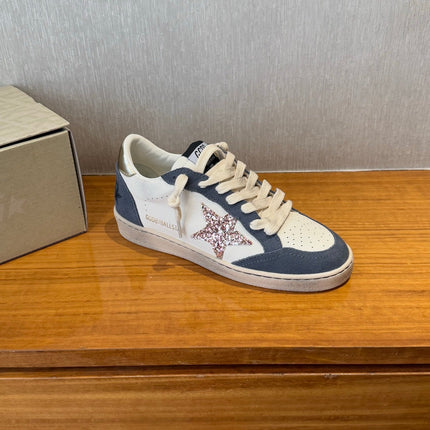 BALL STAR SNEAKERS GLITTER STAR IN BRIGHT GRAY SUEDE AND WHITE CALFSKIN
