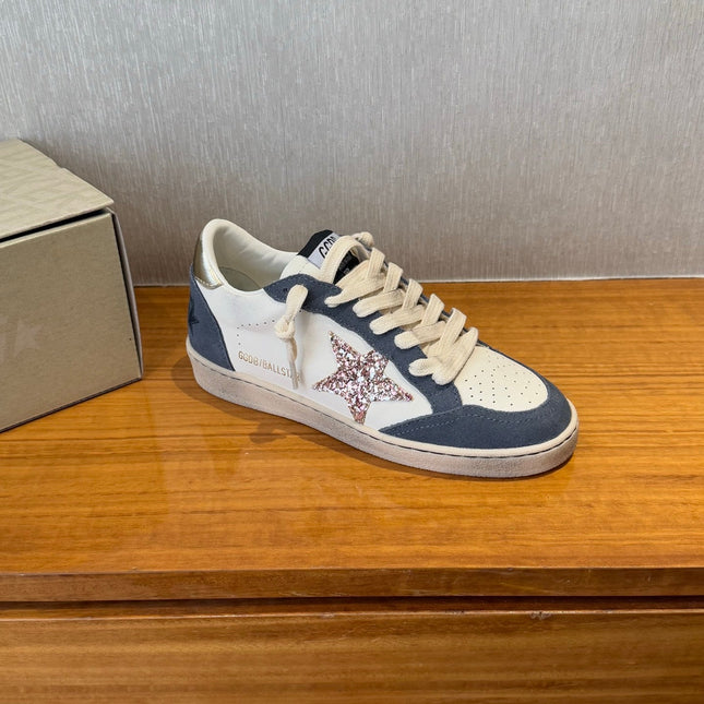 BALL STAR SNEAKERS GLITTER STAR IN BRIGHT GRAY SUEDE AND WHITE CALFSKIN