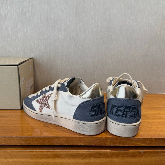 BALL STAR SNEAKERS GLITTER STAR IN BRIGHT GRAY SUEDE AND WHITE CALFSKIN