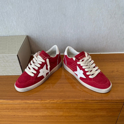 BALL STAR SNEAKERS WHITE STAR IN RED SUEDE AND CALFSKIN