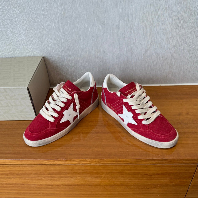 BALL STAR SNEAKERS WHITE STAR IN RED SUEDE AND CALFSKIN