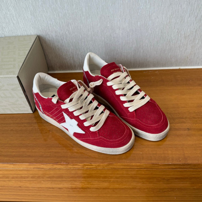 BALL STAR SNEAKERS WHITE STAR IN RED SUEDE AND CALFSKIN