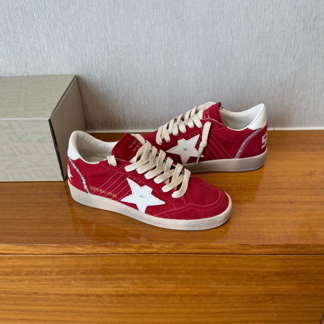 BALL STAR SNEAKERS WHITE STAR IN RED SUEDE AND CALFSKIN
