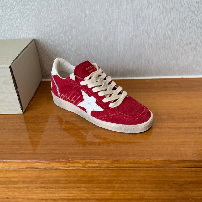 BALL STAR SNEAKERS WHITE STAR IN RED SUEDE AND CALFSKIN