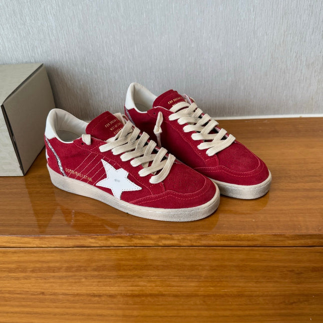 BALL STAR SNEAKERS WHITE STAR IN RED SUEDE AND CALFSKIN