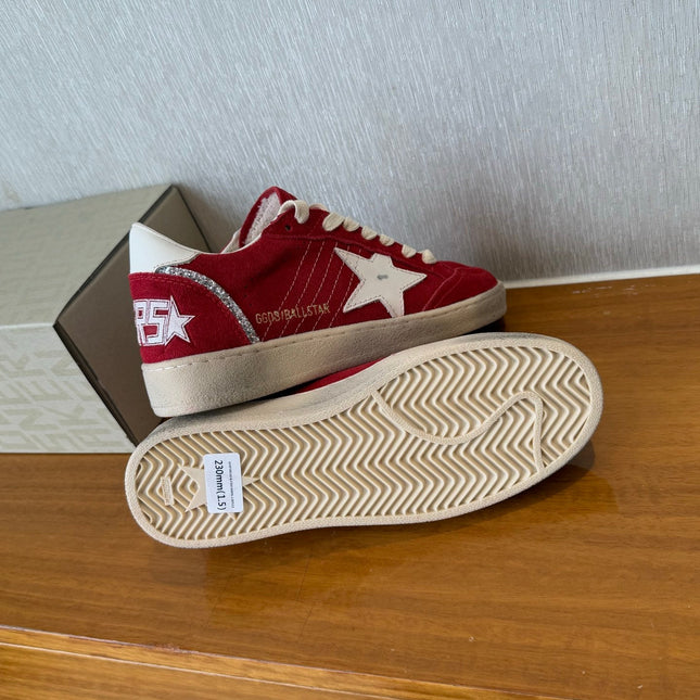 BALL STAR SNEAKERS WHITE STAR IN RED SUEDE AND CALFSKIN