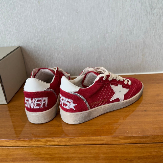 BALL STAR SNEAKERS WHITE STAR IN RED SUEDE AND CALFSKIN