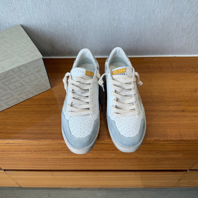 BALL STAR SNEAKERS WITH BEIGE STAR IN WHITE CALFSKIN AND GRAY SUEDE