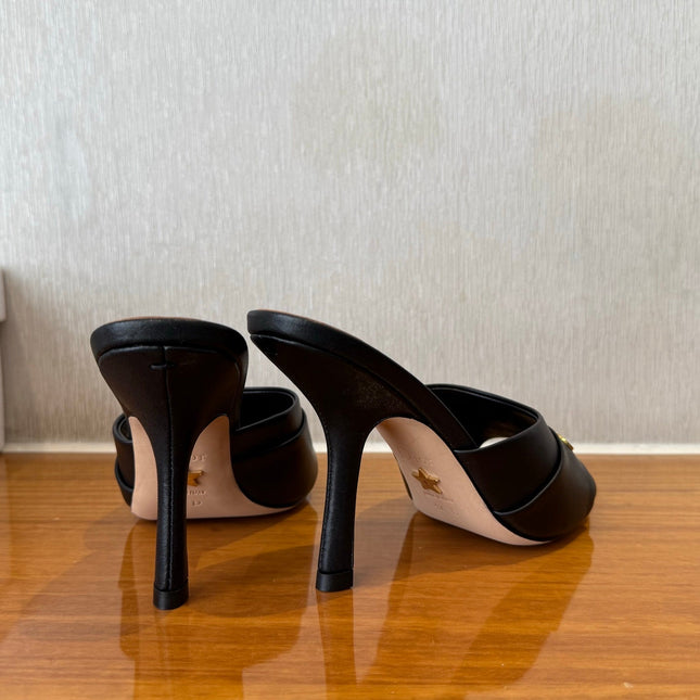 PEEP TOE SANDAL 25S HEELS 10CM IN BLACK CALFSKIN