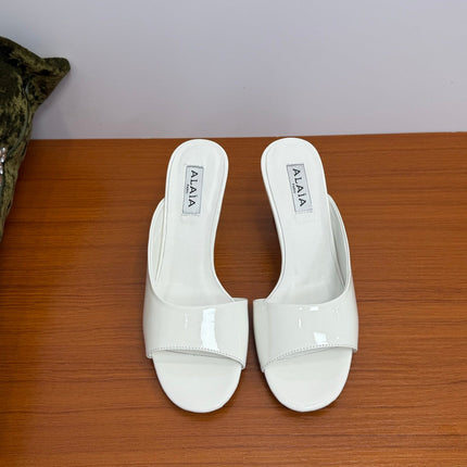 ALAIA WEDGE SANDALS 25S IN WHITE LAMBSKIN