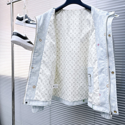 LV HOODED JACKET IN PASTEL LIGHT BLUE MONOGRAM CRAGGY DENIM 239120