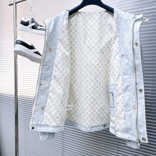 LV HOODED JACKET IN PASTEL LIGHT BLUE MONOGRAM CRAGGY DENIM 239120