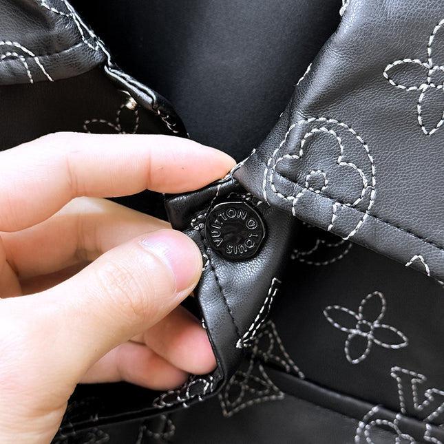 LV SHIRT JACKET IN BLACK MONOGRAM EMBROIDERED CALFSKIN 239119