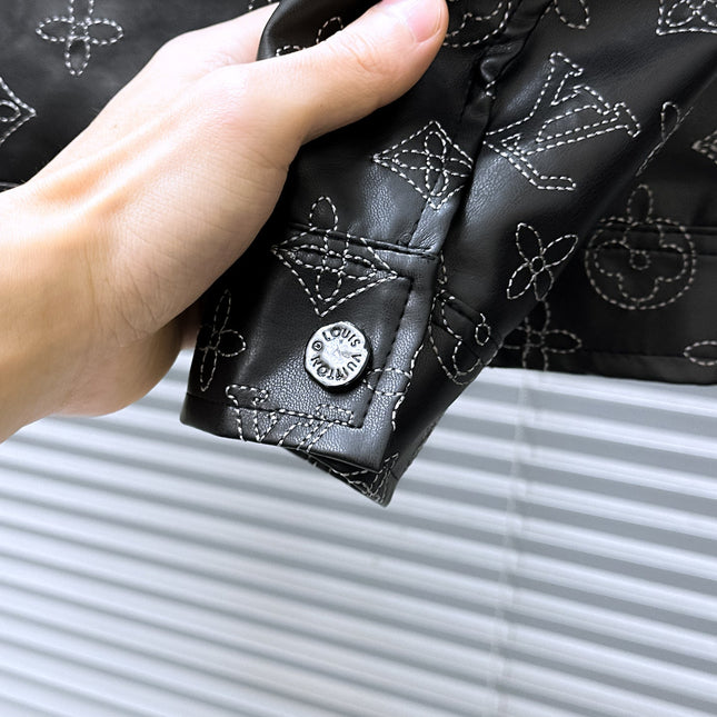 LV SHIRT JACKET IN BLACK MONOGRAM EMBROIDERED CALFSKIN 239119