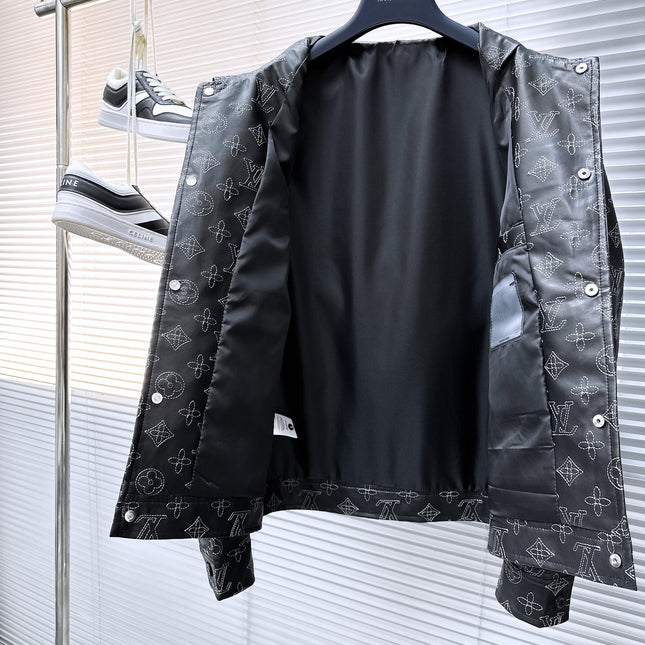 LV SHIRT JACKET IN BLACK MONOGRAM EMBROIDERED CALFSKIN 239119