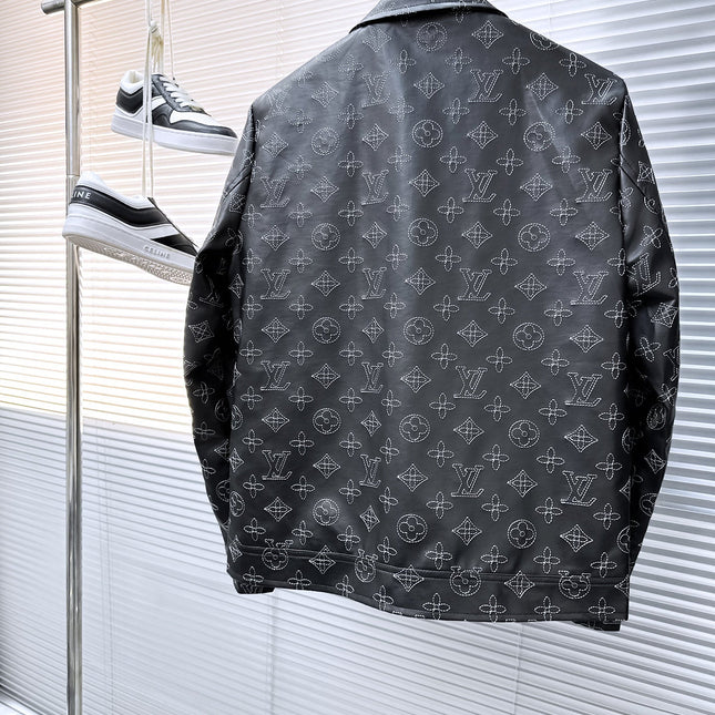 LV SHIRT JACKET IN BLACK MONOGRAM EMBROIDERED CALFSKIN 239119