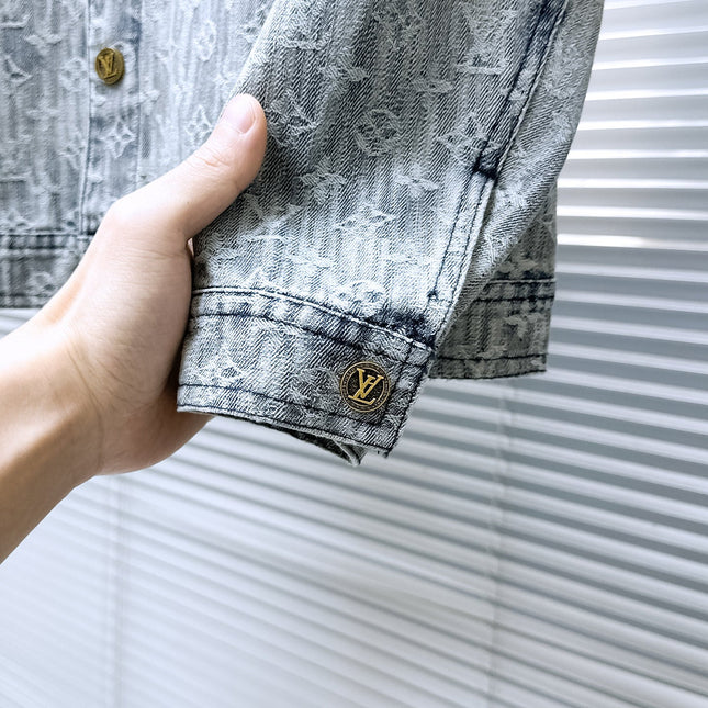 LV SHIRT JACKET IN WHITE BLUE MONOGRAM DENIM 239126