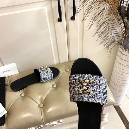 SLIPPERS IN MULTICOLOR TWEED MULE