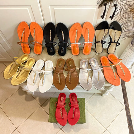 GG SIGNORINA THONG SANDALS IN ORANGE MIX SILVER SHEEPSKIN