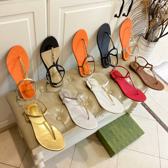 GG SIGNORINA THONG SANDALS IN SILVER SHEEPSKIN