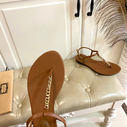 GG SIGNORINA THONG SANDALS IN BRONZE BROWN SHEEPSKIN