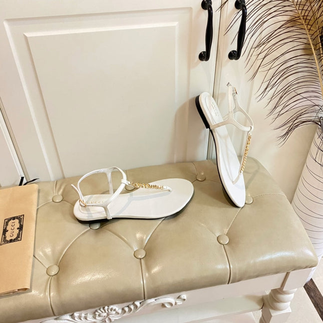GG SIGNORINA THONG SANDALS IN WHITE SHEEPSKIN