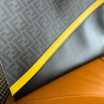 FENDI 38 BAG FF MONOGRAM FF BLACK CALFSKIN WITH STRAP