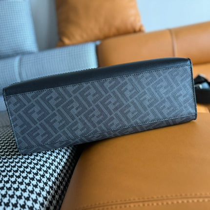 FENDI 38 BAG FF MONOGRAM FF BLACK CALFSKIN WITH STRAP