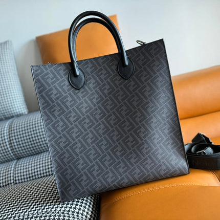 FENDI 38 BAG FF MONOGRAM FF BLACK CALFSKIN WITH STRAP