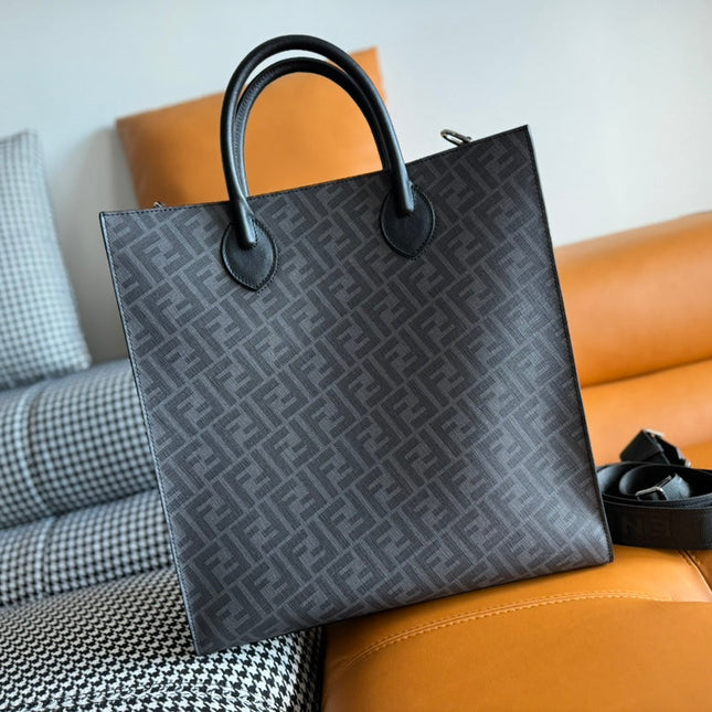 FENDI 38 BAG FF MONOGRAM FF BLACK CALFSKIN WITH STRAP