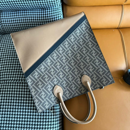 FENDI 38 BAG FF MONOGRAM FF CAMEL BROWN CALFSKIN WITH STRAP