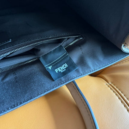 FENDI 38 BAG FF MONOGRAM FF CAMEL BROWN CALFSKIN WITH STRAP