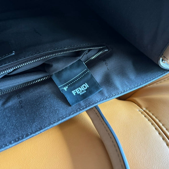 FENDI 38 BAG FF MONOGRAM FF CAMEL BROWN CALFSKIN WITH STRAP