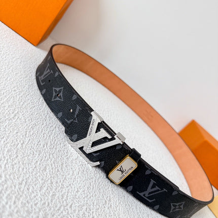 BELT 38MM REVERSIBLE IN BLACK MONOGRAM CALFSKIN WITH SILVER DIAMOND EMBELLISHED BUCKLE
