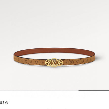 LV S-LOCK BELT 20 MM BROWN MONOGRAM AND AUBURN RED CALFSKIN GOLD HARDWARE