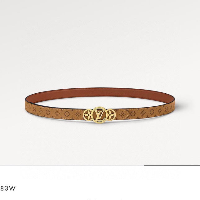 LV S-LOCK BELT 20 MM BROWN MONOGRAM AND AUBURN RED CALFSKIN GOLD HARDWARE
