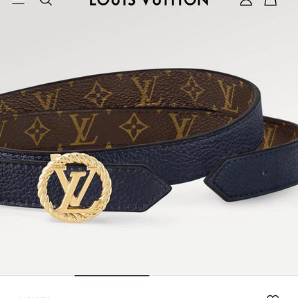 LV S-LOCK BELT 20 MM IN NAVY BLUE CALFSKIN AND CIRCLE GOLD HARDWARE
