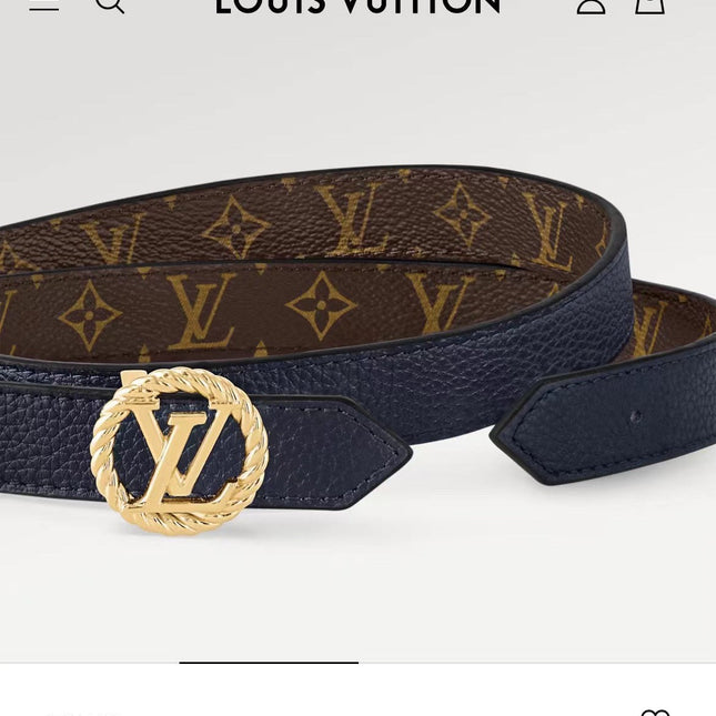LV S-LOCK BELT 20 MM IN NAVY BLUE CALFSKIN AND CIRCLE GOLD HARDWARE