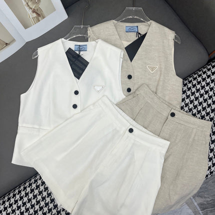 PRADA LINEN BLAZER AND SHORTS SET 243903