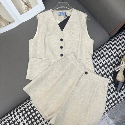 PRADA LINEN BLAZER AND SHORTS SET 243903