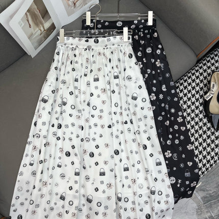 FLARED SKIRT WITH SIGNATURE BRAND PRINT