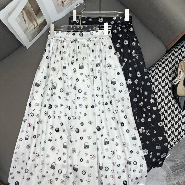 FLARED SKIRT WITH SIGNATURE BRAND PRINT