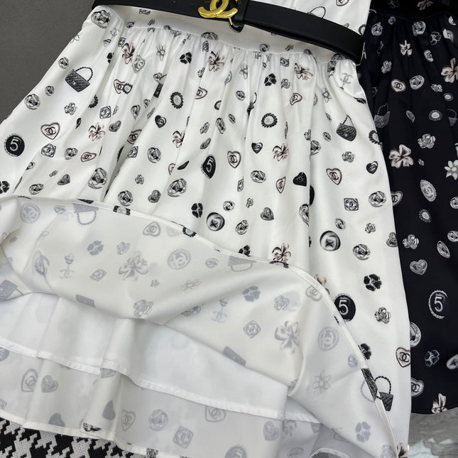 SHORT-SLEEVE BUTTON-DOWN DRESS WITH SIGNATURE LOGO BELT