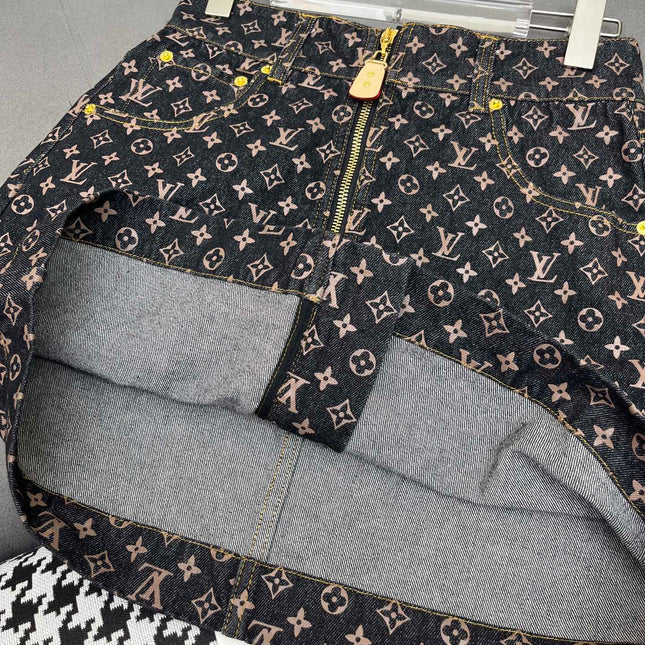 LV NEW STYLE DENIM SKIRT WITH FRONT CENTER ZIPPER 269062