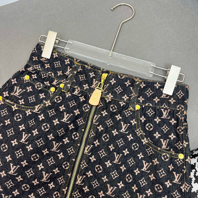 LV NEW STYLE DENIM SKIRT WITH FRONT CENTER ZIPPER 269062